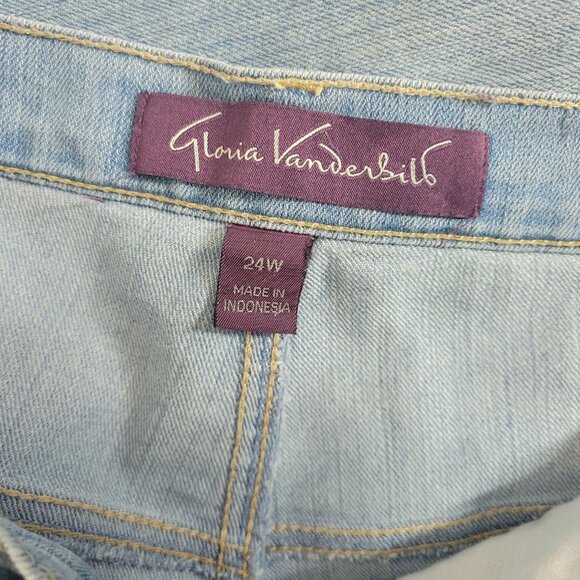 Gloria Vanderbilt Amanda Womens Jeans 24W Plus Light Blue Denim Zip SL39E - Picture 7 of 9